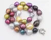 Kedjor sötvatten pärla flerfärgad ägg 9-14mm halsband 17 tum grossistpärla rabatt gåva