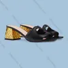 luxury designer women slipper double G cut-out Interlocking high heel sandal leather flat slide man slip-on upper shoes summer beach fashion sandals