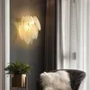 Applique murale lumière luxe cristal plume poste moderne Style européen salon TV fond escalier chambre chevet