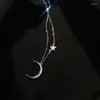 Kedjor 12st/mycket enkel kristall cresent måne och stjärnhänge halsband för kvinnor