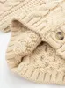 Ropa de invierno de punto para mujer, cárdigan de punto con cuello de solapa de piel sintética 2023, suéter de manga larga con un solo pecho, informal, de gran tamaño