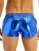 Men's Shorts Mens Shiny Metallic Boxer Shorts Low Rise Stage Performance Rave Clubwear Costume Males Shorts Trunks Underpants Bottoms 230317