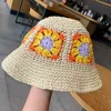 Wide Brim Hats Bucket Hats Japan Korea Crochet Beach Straw Hat Women Summer Flowers Pure Hand-woven Hat Sunshade Fisherman Hat Breathable Bucket Hat 230317