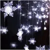 2016 Led Cordes 3.5M 100Smd Flocon De Neige Chaîne Rideau Lumières Festoon Vacances De Noël Fête De Mariage Décor Drop Delivery Lighting Dhmxd