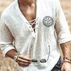 T-shirts voor heren Wit T-shirt Zomer Top Casual man Blouse Korten Linnen Linnen S mannen losse baggy Silk Chemise Homme 230317