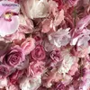 Decoratieve Bloemen TONGFENG Roze Fleurs Artificielles Zijde Roos Orchidee Pioen 5D Roll Up Bloem Wandpaneel Bruiloft Achtergrond Decoratie