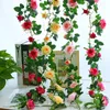 Decorative Flowers Artificial Rose Vines Hanging Home Wall Garden Romantic Wedding Decor Simulation Plant Flower Vine DIY Shop Window