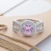 Anneaux de mariage Hainon mode bague de fiançailles rose rond cristal autrichien couleur argent blanc Zircon mariée bande bijoux