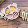 Set di stoviglie Ciotola per bambini Cucchiaio Forchetta Stoviglie per l'alimentazione Piatti per bambini Orso di cartoni animati gratuiti Set per mangiare Piatto anti-allenamento