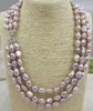 Chains 3 Row Purple Baroque 8-10mm Genuine Freshwater Pearl Necklace 42cm