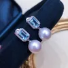 Stud Küpeler Donanma Topaz Kore Moda İnci Kadınsı Tam Elmas Takı