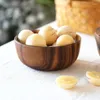 Miski Naturalne drewniane miski serwują drewniane drewniane sałatki ryżowe zupy owocowe orzechy płatkowe pojemnik