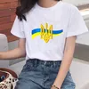 女性のTシャツウクライナ人女性用Tシャツ夏のプレミアム半袖旗クラシックウクライナギフトガールハラジュクラブトップス