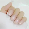 Falska naglar 24st Glänsande rosa korta kort stilett falsk nagel med gelélimpress på konstgjorda DIY -fingertoppar manikyrverktyg