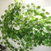 Decoratieve bloemen 2,4 m kunstmatige klimop groen blad slingeren planten vine nep gebladerte huis decor plastic bloem rattan string