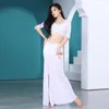 Sahne Giyim Oryantal Dance 2pcs/Set Kadınların Kostüm Perspektifi Örgü Top Gizli Uzun Etek Parlak Kızlar Sınıf Sapçıları Kıyafet Göbek Zinciri