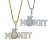 Chaînes 2023 Dollar Design Argent Lettre Pendentif Collier Plein Pavé Bling 5A Cubic Zircon Glacé Hip Hop Cool Bijoux Pour Hommes Femmes