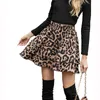 Юбки Sruby женская короткая юбка мода мода ретро леопардовый принт с высокой талией мини -тугой 2023 зима