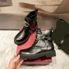 Botas de diseñador Mujer Martin Zapatos con cordones Plataforma de tacón bajo Bota de combate de piel de becerro Moda para mujer Zapatillas de deporte Tamaño 34-40