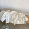 Camicie per bambini Primavera vestiti per bambini colletto per bambini T-shirt per bambina camicia in pizzo per ragazza camicia a pois in cotone versatile camicia inferiore a maniche lunghe versione coreana 230317