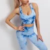 Active Sets WHOUARE Seamless Yoga Set For Fitness Running Gym Suits Sports Bra High Waist Leggings Tie Dye Quick Dry Breathable Clothes