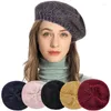 Bérets doux lisse Chenille matériel hiver chapeaux pour femmes béret casquette élégant artiste peintre casquettes couverture dames chapeau