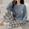 Dames slaapkleding katoen pyjama's grote sets vrouw 2 stuks lente herfst vrouwelijke paren loungewear suit home kleding 230317