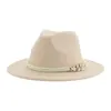 Brede rand hoeden emmer hoeden hoeden voor vrouwen fedoras bruiloft decoreren kerkfestival luxe heren dames hoed panama ketting band cowboy hat chapeau femme 230317