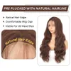 Synthetic Wigs Chocolate Brown 13x4 Lace Frontal Wig 30inch Synthetic Front Body Wave Hair Wigs Hd Transparent t Part for Women 230227