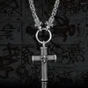 Pendentif Colliers Mâle Rétro Relief Viking Croix Hommes En Acier Inoxydable Motif Décoratif Collier Scandinave Amulette Punk Chaîne