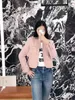 Designer de jaquetas femininas no início da primavera 2023 Nova Fragrância Little Fragrância Francesa Versátil Pink Wood Twoven Tweed Coat Women 0LQ4