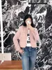 Diseñador de chaquetas para mujer Principios de la primavera 2023 Nueva pequeña fragancia Francés Versátil Lana rosa Tejido Tweed Abrigo corto Mujer 0LQ4