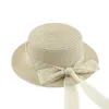 Hat Beach Bucket Hat Hats for Women Baby Girl Hat Kids Straw Hat Summer Solid Flat Top Bowknot Lace Casual