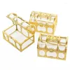 Geschenkomschakeling 10 stks Golden Treasure Chest Candy Boxes Sieraden opslag Plastic snack verpakkingsdoos voor verjaardag bruiloft S