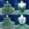 Sage Green Princess Quinceanera Dresses Spaghetti Lace-up Corset Tiered Ruffles Tulle kjol prom Vestido deputant 15 anos
