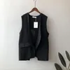 Women's Tanks 2023 Spring Suit Vest Women's V-neck Wastcoat Ladies Loose Sleeveless Sweater Casual Blazer Back Behind Open Fork Weskit