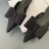 Mode bout pointu Mules femmes pantoufles été papillon noeud peu profond luxe femme pantoufles diapositives chaussures plates pour dames 2023 0316