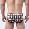 Majaki męskiej bielizny Modna Moda Plaid Cienka sekcja Szybkie suszące briefy Mężczyźni oddychający seksowna jockstrap y34