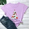 T-shirts pour femmes MERRY WOOFMAS T-Shirt Chemise de Noël Mignon Chien Arbre Tee Maman Cadeau Femmes À La Mode Casual Vintage Top