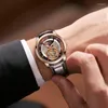 Montre de luxe mécanique sapphire tourbillon montres-bracelettes squelette nesun verre rotary réel du vent de la main