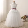 Sukienki dla dziewczynki białe sukienki Komunii Święta suknie balowe kwiat dziewczyny tiul przyjęcie weselne księżniczka szata Fille Enfant Mariage de soiree