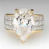 Woda Drop 5ct Lab Diamond Pierścień 14K Złote zaręczyny Pierścienie weselne dla kobiet Party Bridal Party Biżuteria Prezent