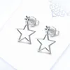 Stud -oorbellen PT950 Echt puur platina 950 Women Gift Lucky Simple Hollow Star Dange 1.8G
