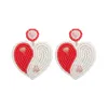 Hoop Earrings Valentine's Day Handwoven Millets Beads Love Long Post Stud Funky For Women