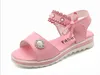 Sandals Pearl Pink White Fashion Non-slip Soft Bottom Bows Summer Korean Girls Kids Princess Shoes