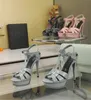 2023 Latest Ladies Sandals with thin heels and thick soles, front weave, back ankle buckle, formal dress, casual banquet, fashionable and sexy size, 35-42 10cm with box.