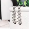 Długie serce nurkowania kolczyki Aaaaa Cyrkon Białe złoto Party Wedding Drop For For Women Bridal Engagment Obiecaj Biżuteria