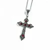 Pendentif Colliers Gothique-Revival Shine Cristal Zircon Croix Collier Pour Femmes Fille Mince Chaîne Punk Teenger Party Bijoux