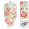 Fleurs de mariage élégantes PE cascade Rose diamant main fleur mariée vente Bouquet Orange fournitures de fête à la main PE301