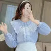 Women's Blouses Shirts H Han Queen Koreaans shirt vrouwelijk blouse lange mouw werk casual tops chiffon blouses eenvoudige basis dameskantoor blusa 230317